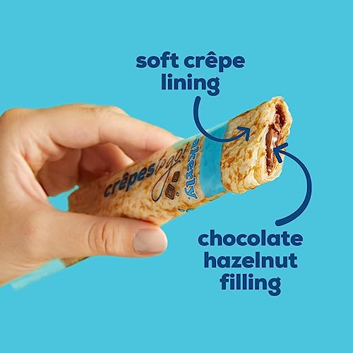 bakerly Chocolate Hazelnut Filled Crepes to go! Non GMO, Free from Artificial Flavors & Colors, Pack of 9, 6-Count (54 Total Crepes)