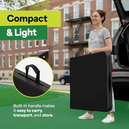 EconoHome Black 6ft Folding Table with Handle | Heavy-Duty Foldable Table | Portable Table for Indoor & Outdoor Use | Perf...