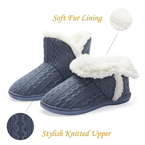 NineCiFun Women's Fuzzy Winter Bootie Slippers Knitted Ankle Boots Slippers Warm House Shoes Outdoor Indoor with Plush Fur...