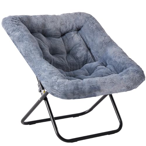 DUMOS Comfy Chair for Adults, Soft Faux Fur Folding Lounge for Bedroom Living Room Dorm Rooms Flexible Reading Chair for T...
