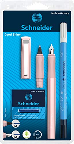 Schneider Ceod Shiny 74869 Writing Set with Fountain Pen, Rollerball Pen, Ink Killer (Right and Left-Handed Users, M Nib, ...