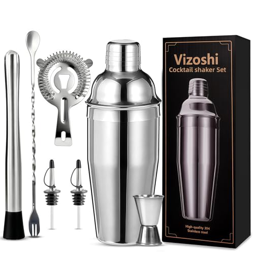 Cocktail Shaker Set Bartender Kit,Professional Bar Set, Martini Shaker, Jigger, Strainer, Mixer Spoon, Muddler, Liquor Pou...