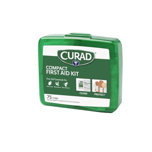 CURAD Compact First Aid Kit, 75 Pieces, Travel Size Emergency Medical Kit, Includes Bandages, Antiseptic Wipes, Gauze and ...