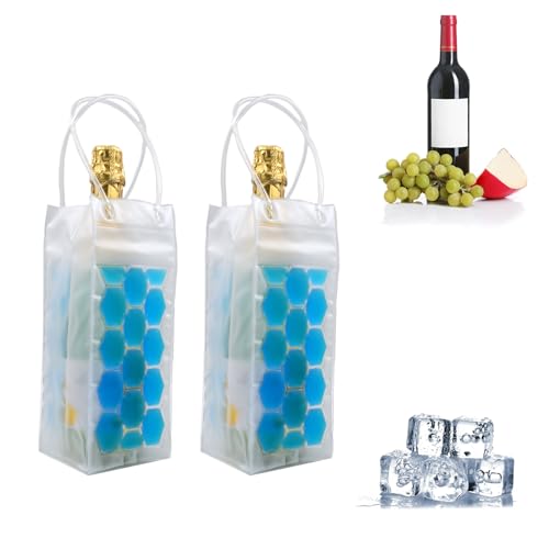 Ice Wine Bag, Beer Cooler, Wine Refrigerator, Wine Bottle Cooler, Portable Folding Transparent Beer Bag, Suitable for Cham...