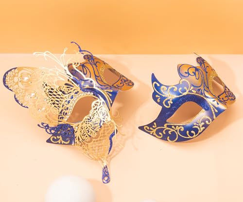 Seglorwy Masquerade Mask for Couples, Women Men Venetian Mardi Gras Halloween Christmas Party Couple Masquerade Mask (Butt...