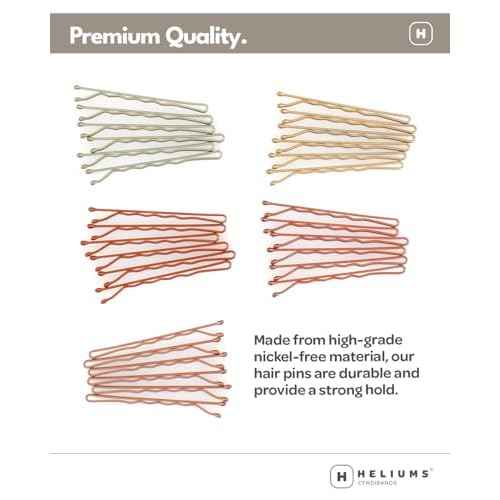 Heliums Bobby Pins - Light Ash Blonde - 2 Inch Wavy Hair Pins, Matte Metallic Color Blends with Light Ash Blonde Hair, 48 Count