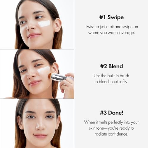 ELROEL Blanc Cover Cream Stick V White - Korean Color-Changing Foundation Stick with Volufiline - Medium to Full Coverage ...