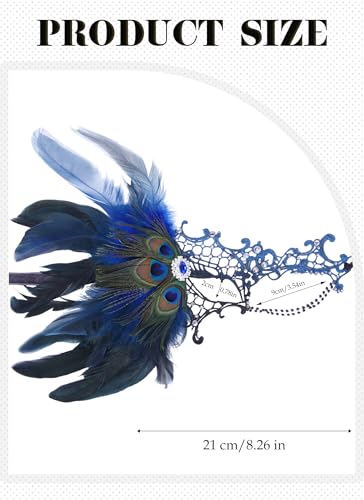 Zinniday Halloween Masquerade Masks for Women - 2026 Peacock Feather Lace Mask 1920s Venetian Eyemask for Party