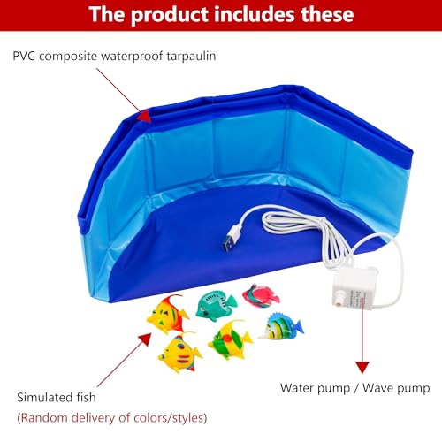 YeulYuuri Cat Pool Interactive Toys, Cat Toy Fish – Fun Water Play for Indoor Cats