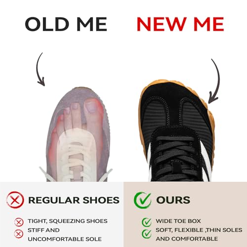 Barefoot Shoes Women Casual Sneakers,Wide Toe Box Shoes Women Zero Drop Barefoot Shoe Men,Minimalist Trail Running Shoe,No...