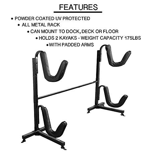GREAT WORKING TOOLS Kayak Rack - Double Kayak Stand, Heavy Duty Paddleboard and Kayak Accessories, Freestanding or Floor M...