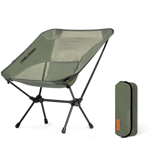 CAMEL CROWN Portable Camping Chair Lightweight Compact Folding Chair Mesh for Outdoor Camp Travel Beach Picnic Festival Hi...
