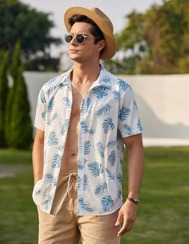 COOFANDY Mens Hawaiian Shirts Short Sleeve Button Down Aloha Shirt Casual Beach Clothes