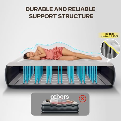 InnoTruth Queen Camping Air Mattress with Built-in Pump, Inflatable Blow up Mattress for Home & Guests, Family Choice Awar...