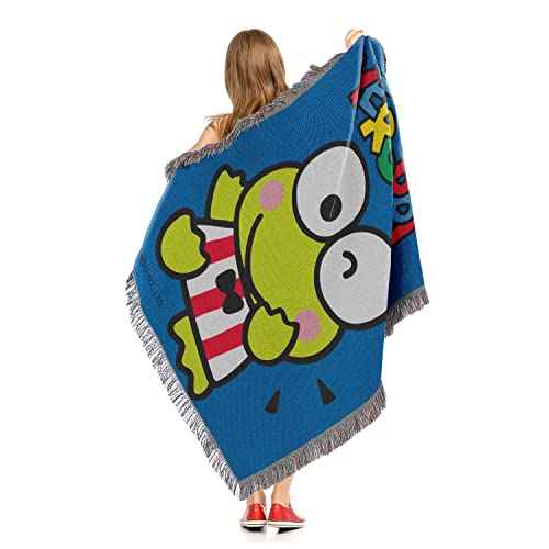 NORTHWEST Woven Tapestry Throw Blanket, 48" x 60", Keroppi Wave Keroppi