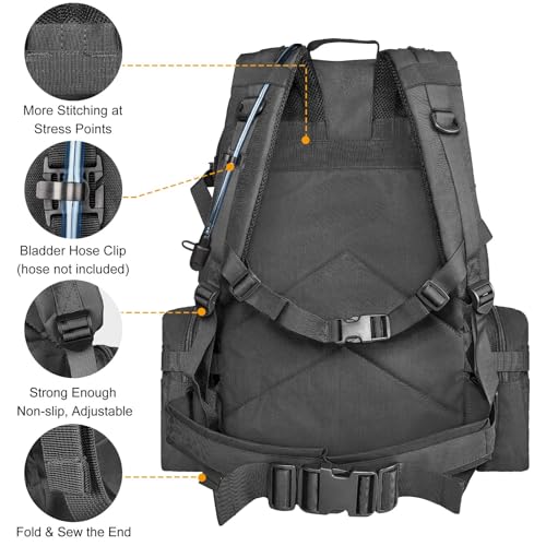 CVLIFE 60L Tactical Backpack for Men Women Military Large Army Rucksack With D-Ring Molle Clips Compass Accessories 3 Day ...