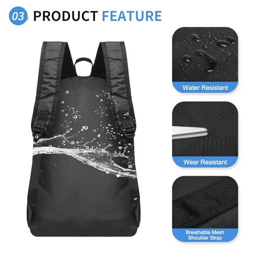 SUIKIHUM Hiking Daypack Packable, Camping Backpack Water Resistant Lightweight Polyester for Men Women Travel Outdoor