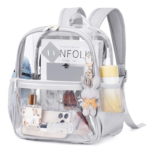 MUSEVOS Clear Backpack for Stadium Events Approved 12×6×12, Thick TPU Mini Clear Bag with Front Pocket for Concert Sport E...