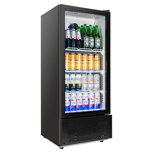 BINGERMA 6.5 Cu.Ft Commercial Beverage Refrigerator Glass Door Upright Drink Cooler Display Fridge with Adjustable Shelves...