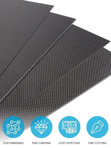 Rolcoassuns Carbon Fiber Sheet, 240×240 MM 0.5mm 1.0mm 1.5mm 2mm 2.5mm 3.0mm 4.0mm, 3K Full Carbon Fiber Board 100% Plain ...