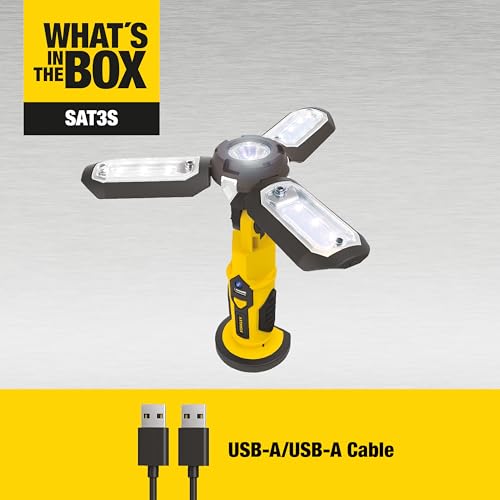 STANLEY SAT3S Rechargeable 600 Lumen Lithium Ion LED Satellite Work Light with USB Power Charger