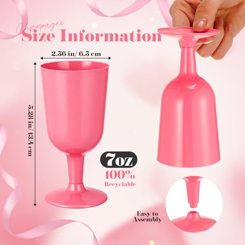 Jingmore 96 Pcs Valentine's Day Plastic Wine Glasses with Stem 7 oz Plastic Goblets for Party Disposable Wine Cup Champagn...