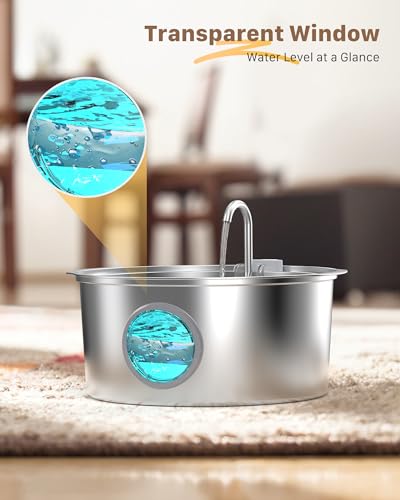 Dog Water Fountain for Large Dogs: 7L/236oz/1.8G Dog Fountain Stainless Steel - Big Cat Drinking Fountain Indoor - Super Q...