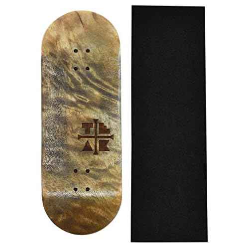 Teak Tuning Prolific Wooden Fingerboard Deck, The Graham Cracker - 34mm x 97mm - Handmade, Pro Shape & Size - Five Plies of Wood Veneer - Includes Prolific Foam Tape