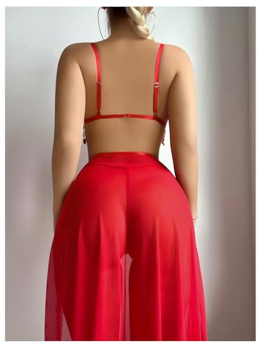 OYOANGLE Women's Sequin Lingerie Rave Outfits for Festival High Waist Split Maxi Skirt Set
