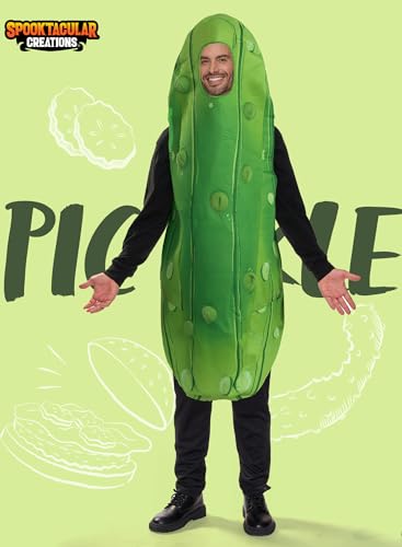 Spooktacular Creations Halloween Pickle Adult Unisex Food Costume, Funny Men's Cosplay Jumpsuit