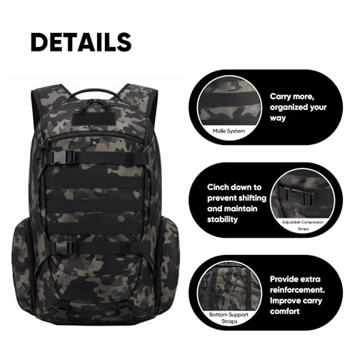 Fortune Edge 35L Tactical Backpack for Men, MOLLE Military Bug Out Bag, Waterproof Rucksack for Hiking with Hydration Port...