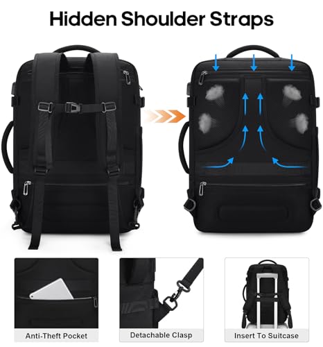 Bagsure Travel Backpack Carry On Backpack 42L Flight Approved, Expandable Laptop Backpack with Packing Cubes & Shoe Pocke...