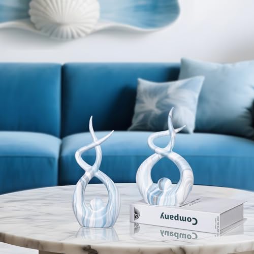 TZIZO Blue Sculpture Home Decor, Modern Living Room Decorations, Table Centerpieces for Dining Room, Abstract Sculpture Co...