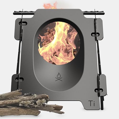 Überleben | Stöker Titanium Camping Stove – 7.7oz Ultralight Flatpack Wood Burning Stove for Backpacking, Hiking & Outdoor...