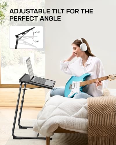 LORYERGO Multifunctional TV Tray Table - [2 Packs] Adjustable TV Dinner Tray Tables with 6 Height & 3 Tilt Angle, Folding ...
