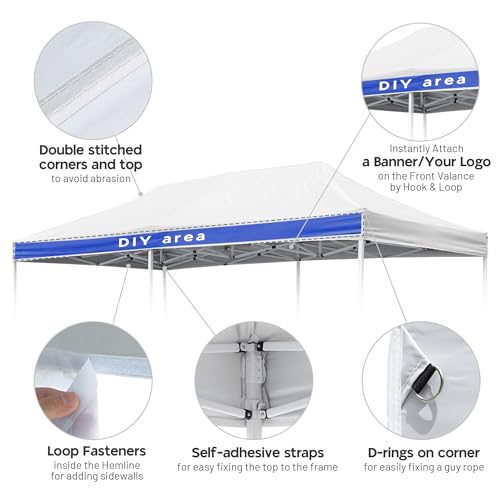 Yescom 10x20Ft Canopy Replacement Top Fit for 9.6 * 19.1Ft EZ Pop Up Instant Patio Pavilion Gazebo Sunshade Tent Cover Out...