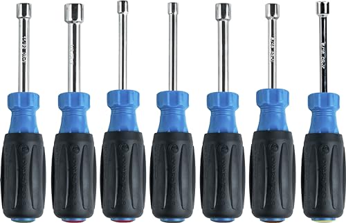 Jonard Tools ND-631 Nut Driver 7-Piece Set, Hex Nut Sizes 3/16", 1/4", 5/16", 11/32", 3/8", 7/16", 1/2" with 3" Hollow Sha...