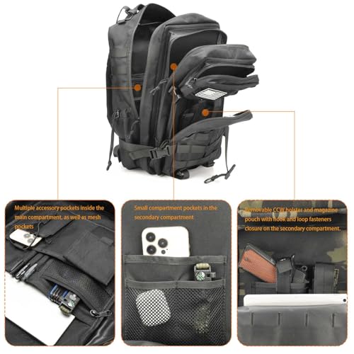 ONE WVW PIN Tactical Backpack with Gun Holster, 45L Military Backpack for Men Assault Pack Bug Out Bag Large Daypack 3-Day...