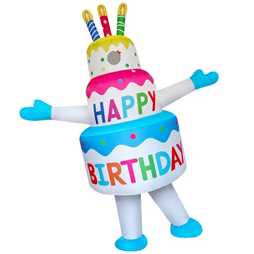 DAHAKII Funny Inflatable Birthday Cake Costume Cosplay Blow-Up Suit/Outfit for Adult/Birthday/Halloween/Christmas