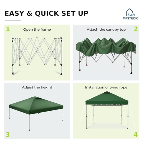 MFSTUDIO 10x10 Pop Up Canopy Tent, Gazebo Shelter Sun Shade Canopies Waterproof Patio Portable Popup Screened Tents for Be...