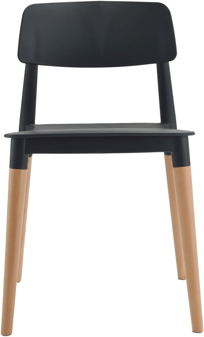 COZYBLOCK Bel Dining Bistro Cafe Style Modern Minimalist Side Chair Set of 2 (Black)