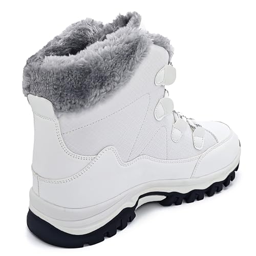 Umerigo Snow Boots Women Mid-Calf Warm Waterproof Anti-Slip Ankle Boots Winter Lace-up Booties Deep Tread Rubber Sole Faux...