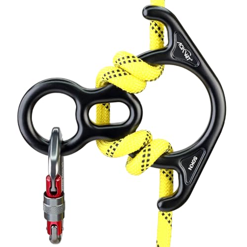 50KN Rescue Figure, 8 Descender Large Bent-Ear Belaying and Rappelling Gear Belay Device Climbing for Rock Climbing Peak R...