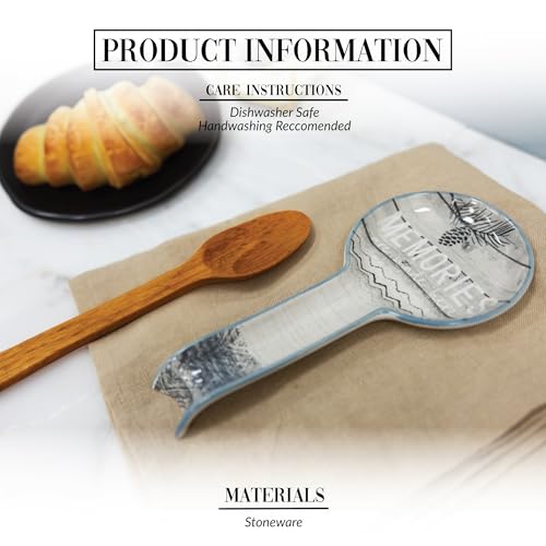 Pavilion Gift Company - Memories Made - Pine Cone 9.25" Stoneware Ceramic Spoon Rest Woodsy Outdoorsy Adventure Cabin Camp...