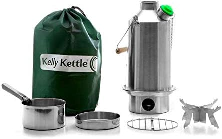 Kelly Kettle Base Camp Stainless Steel Basic Kit 54 oz.(1.6 LTR) Large Stainless Steel Camp Kettle, Lightweight Camping Ke...