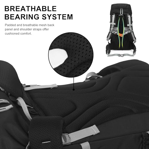 MOUNTAINTOP 60L Internal Frame Hiking Backpack with Rain Cover Outdoor Camping Backpack for Men Women