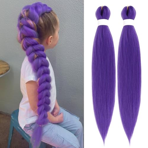 Arcpor Long Purple Braiding Hair Pre Stretched Synthetic Braiding hair Extensions for Braids, Purple Hair Extensions for S...
