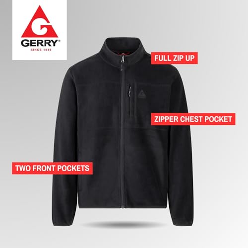 Gerry Mens Fleece Jacket – Zip Up Sweater, Lightweight Athletic Sweater, Warm Soft Polar Full Zipper Jacket, Mock Neck