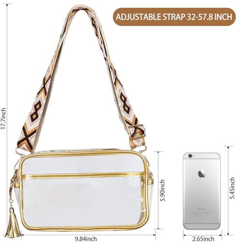 KJPHG Clear Bag Stadium Approved, Clear Crossbody Bag Adjustable Shoulder Strap for Concerts Sports Events Festivals