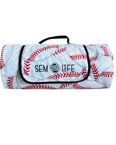 SEM LIFE Baseball Outdoor Stadium Blanket, Picnic Mat, Large 80 x 60 Inches, Reversible, Fleece Lined, Baseball Games, Tou...